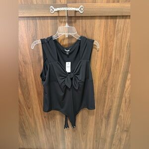 NWT Express Black Bow Front Bodysuit, Size XL